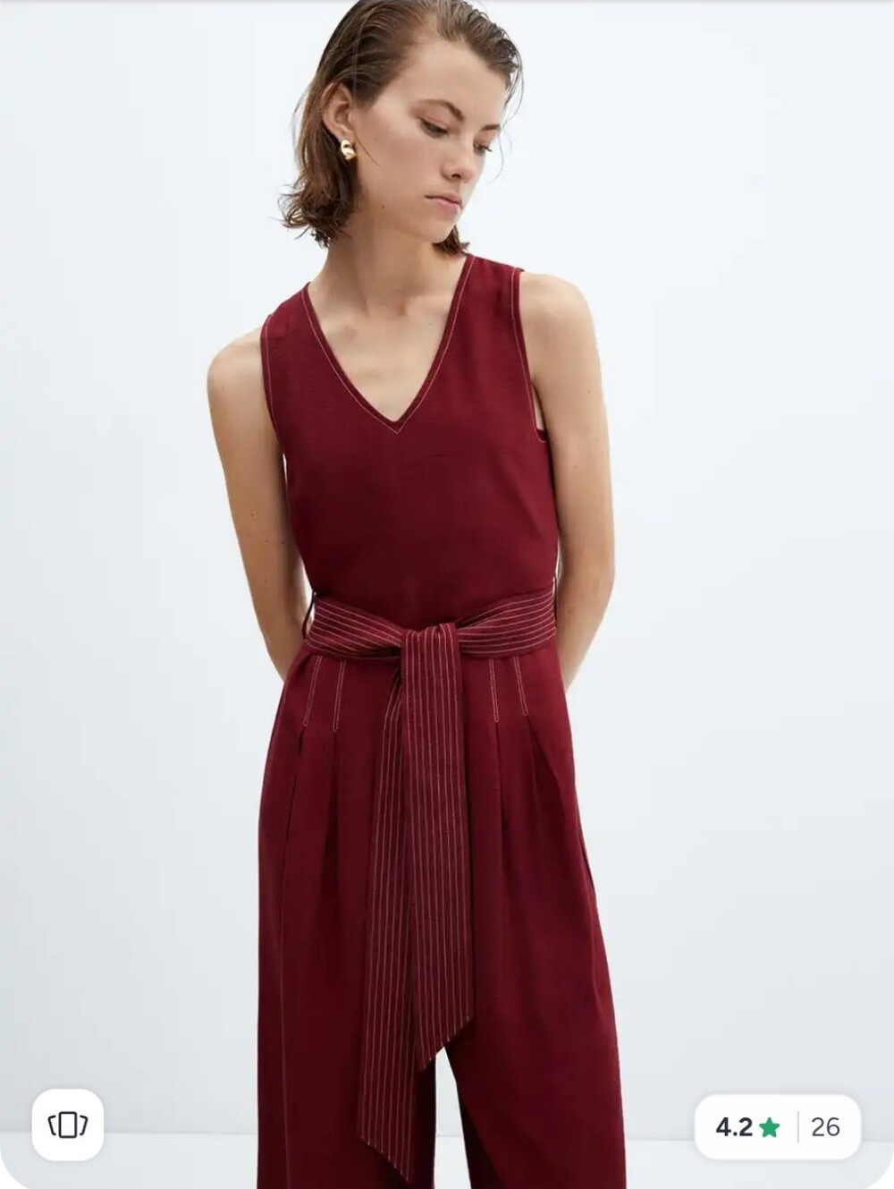 ❣️🍉🍷Mango Sleeveless V-Neck Jumpsuit in Deep Wine - Picture 3 of 9